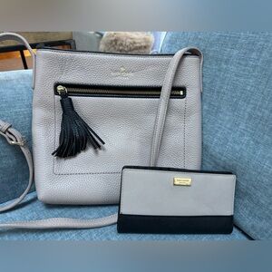 Kate Spade tan and black crossbody with matching wallet